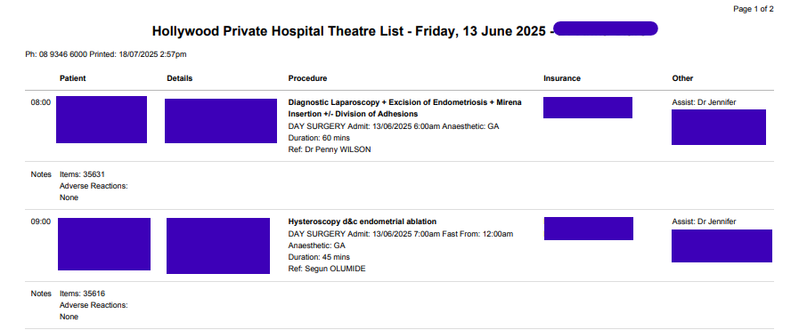 Pre-operative Checklist